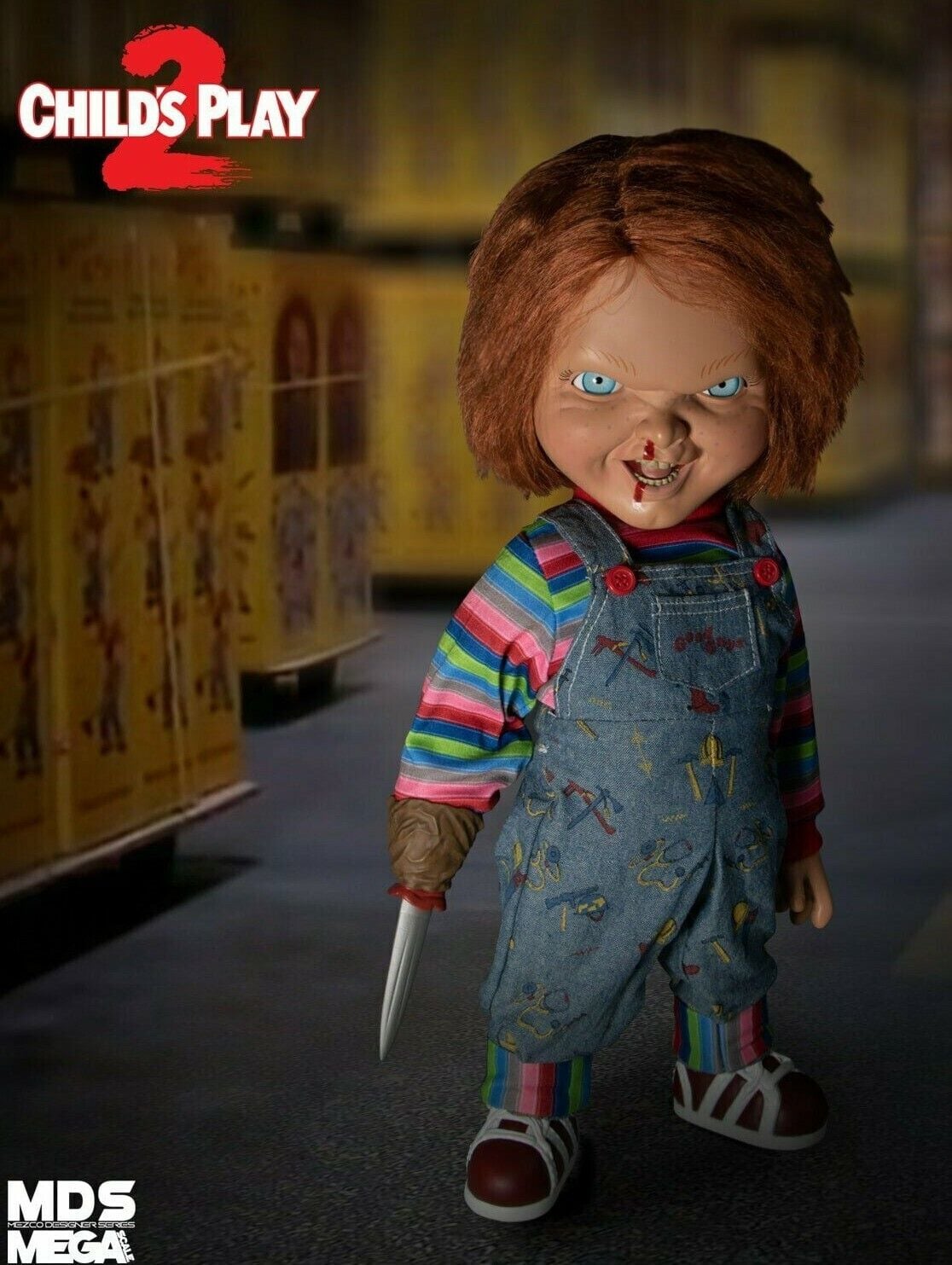 CHILD'S PLAY 2 MENACING CHUCKY 15'' Mega scale Talking figure MEZCO