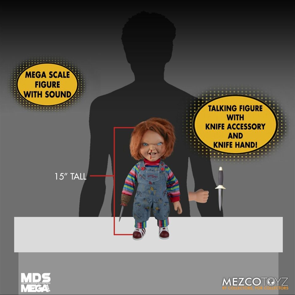 CHILD'S PLAY 2 MENACING CHUCKY 15'' Mega scale Talking figure MEZCO