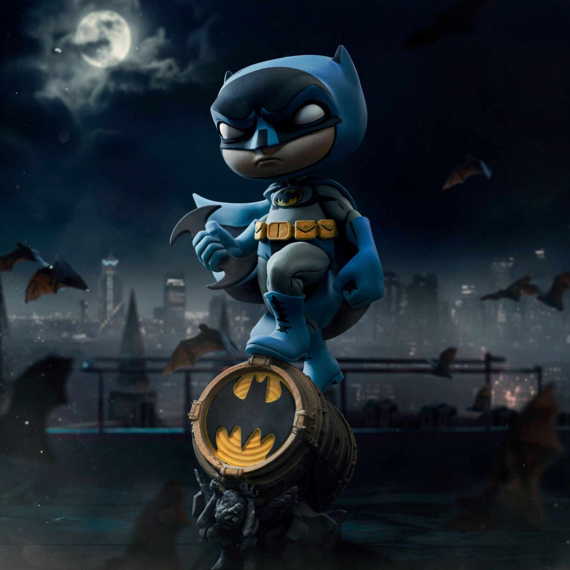 Batman on Bat-Signal (Blue Variant) Mini Co. Figure