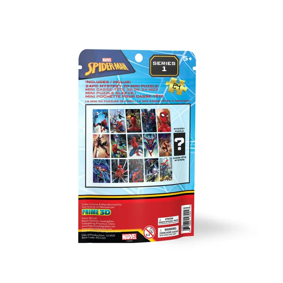 Marvel Spider-Man Mini Mystery Blind Bag 24-Piece Puzzle, Collect the Whole Web | Prime 3D