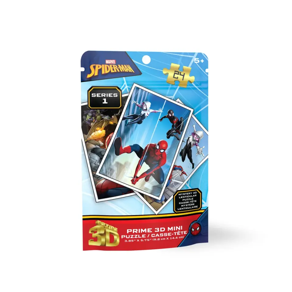 Marvel Spider-Man Mini Mystery Blind Bag 24-Piece Puzzle, Collect the Whole Web | Prime 3D