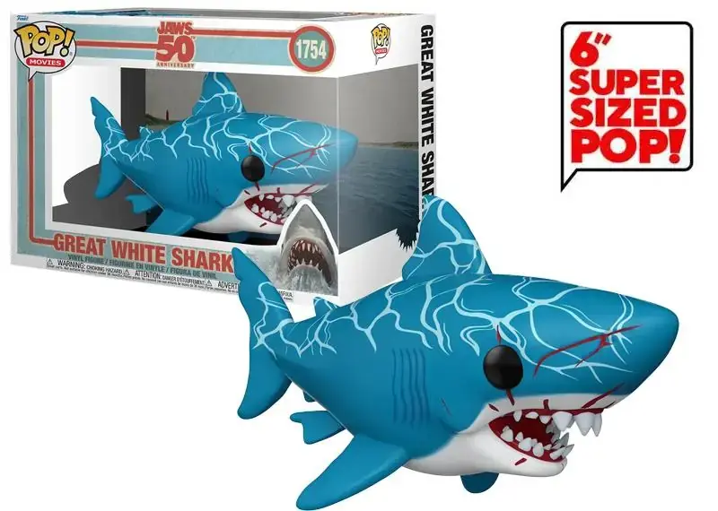 Funko Pop Super Movies Jaws 50th Anniversary – Great White Shark (retro) No:1754 (6'')